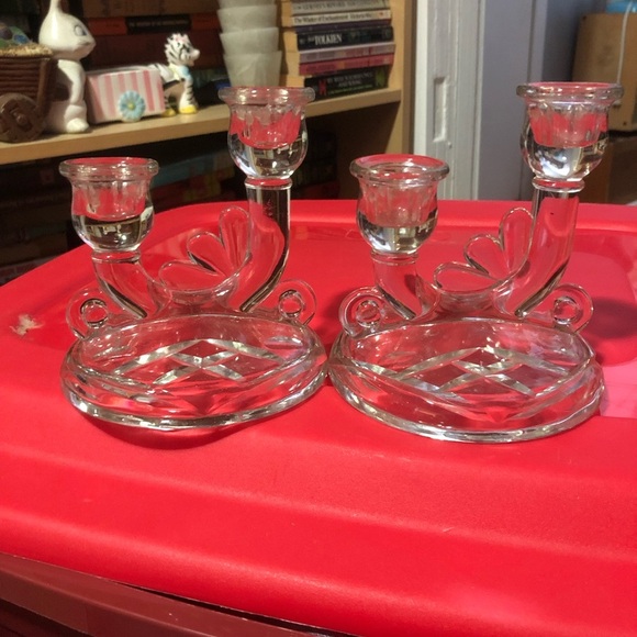 Vintage Glass Candle holders , holds two candles./christmas , Easter, Halloween. - Picture 9 of 9